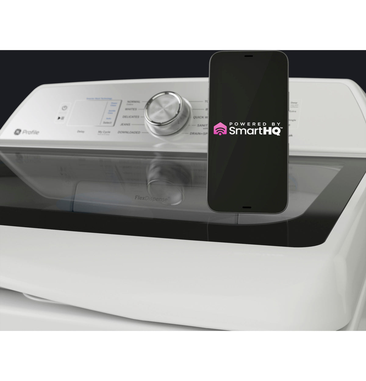GE Profile 4.9 cu. ft. Capacity Washer with Smarter Wash Technology and FlexDispense (PTW605BPRDG)