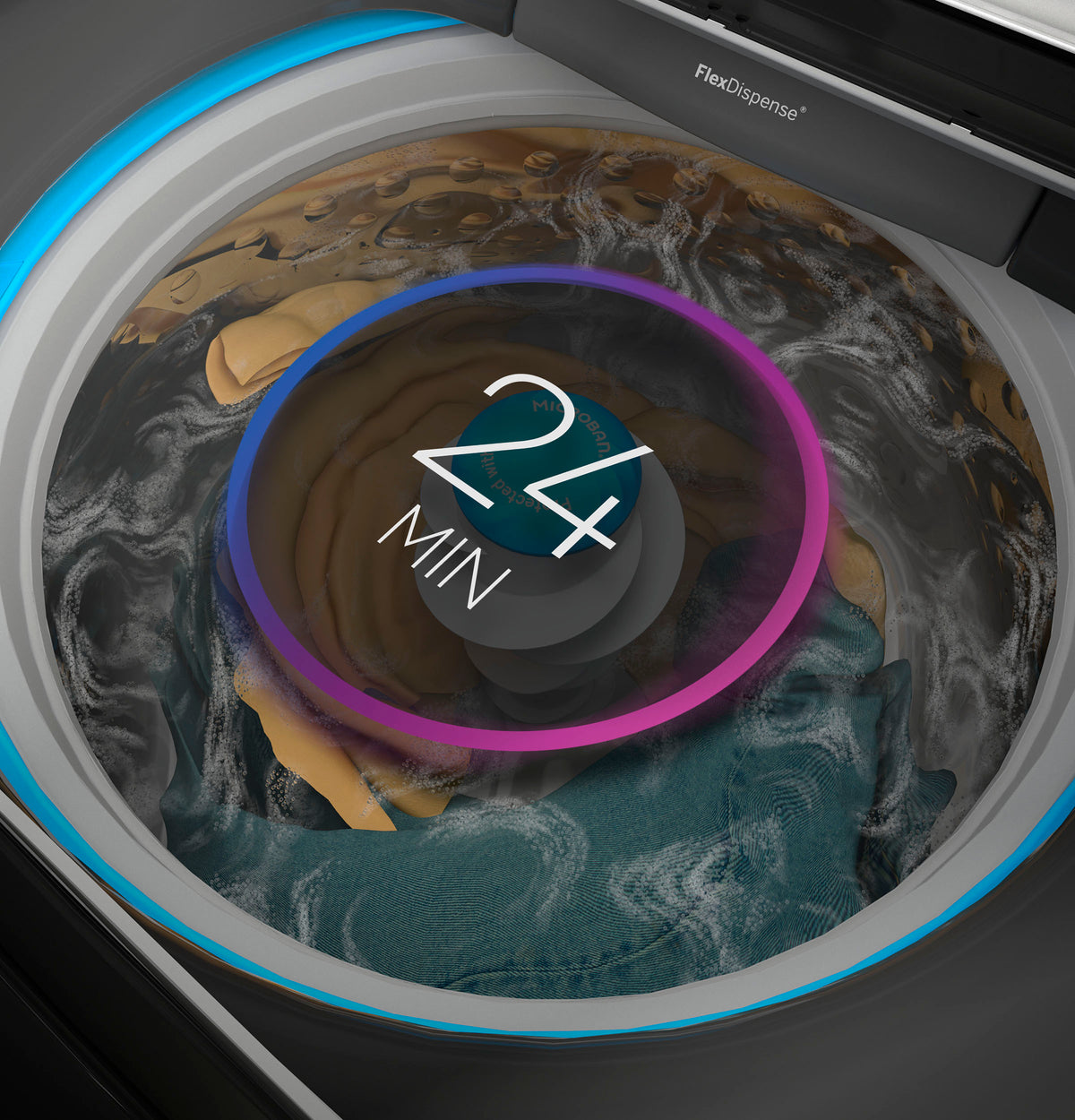 GE Profile 4.9 cu. ft. Capacity Washer with Smarter Wash Technology and FlexDispense (PTW605BPRDG)