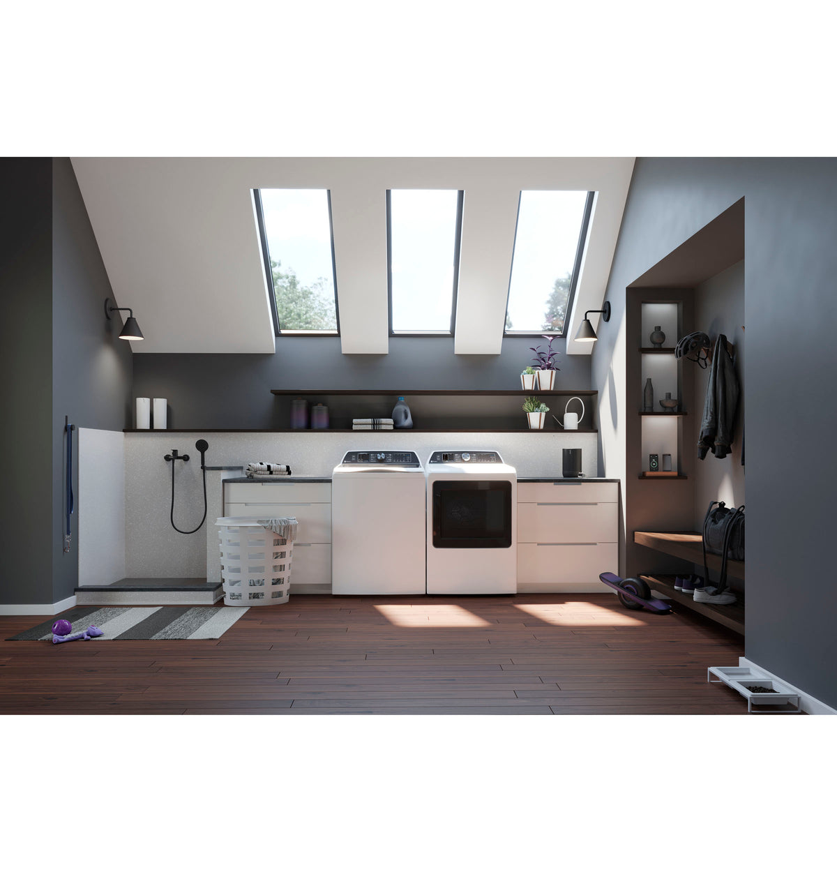 GE Profile 5.4 cu. ft. Capacity Washer with Smarter Wash Technology and FlexDispense (PTW700BSTWS)