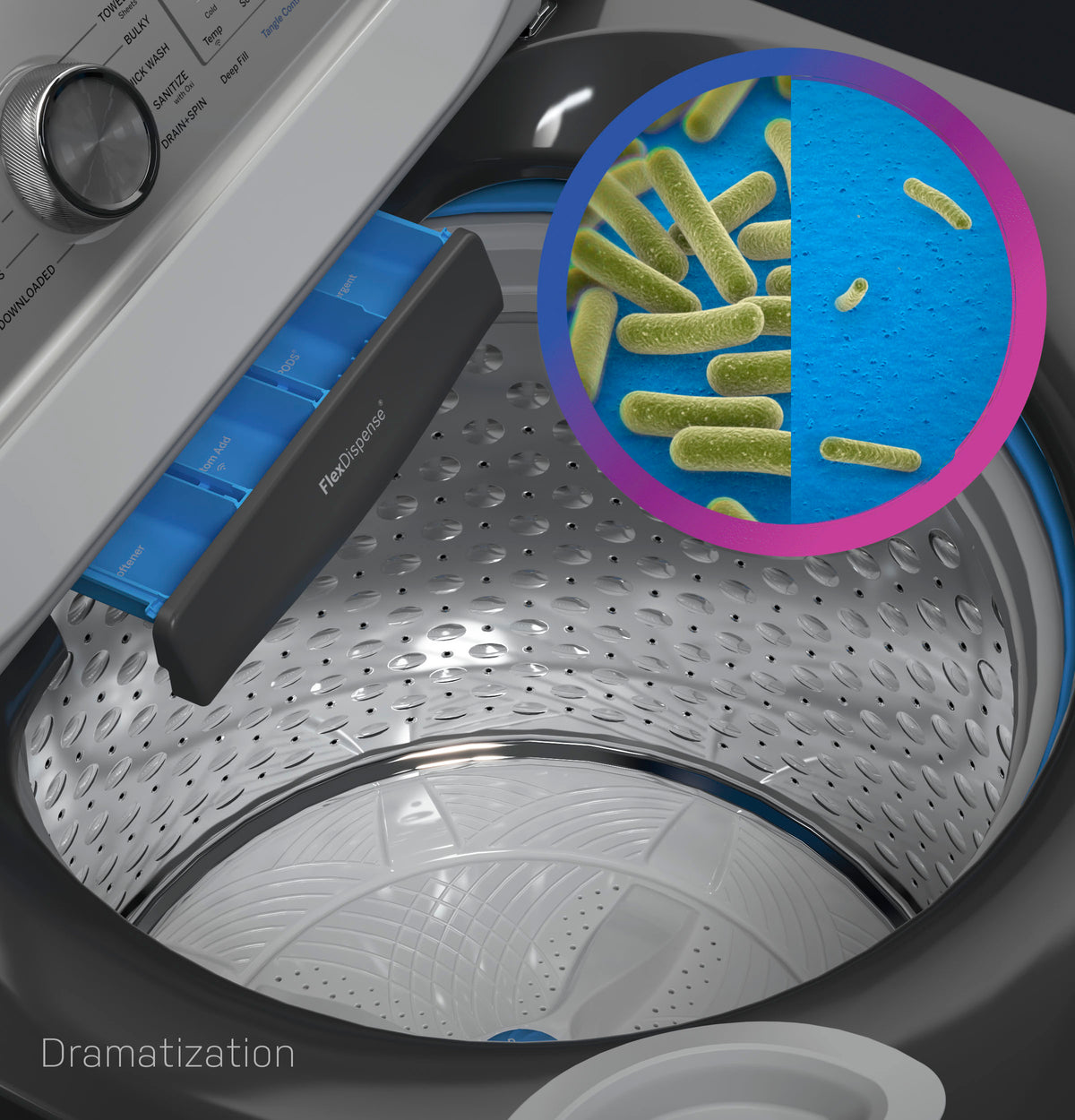 GE Profile 5.4 cu. ft. Capacity Washer with Smarter Wash Technology and FlexDispense (PTW700BSTWS)