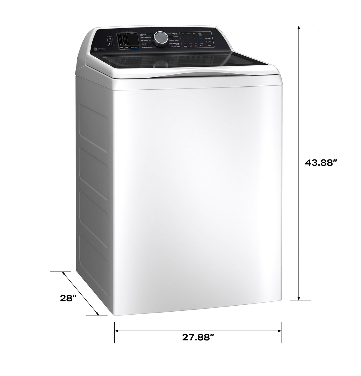 GE Profile 5.4 cu. ft. Capacity Washer with Smarter Wash Technology and FlexDispense (PTW700BSTWS)