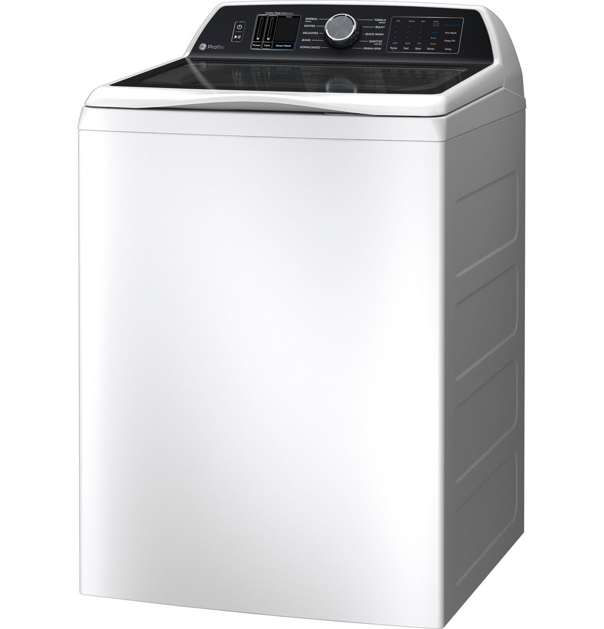 GE Profile 5.3 cu. ft. Capacity Washer with Smarter Wash Technology and FlexDispense (PTW705BSTWS)
