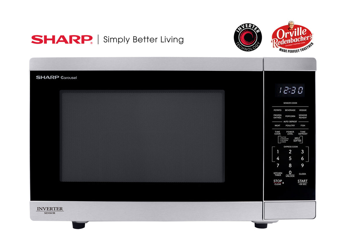 Sharp 1.4 Cu. Ft. 1100w Stainless Steel Countertop Microwave Oven With Inverter Technology (SMC1464KS)