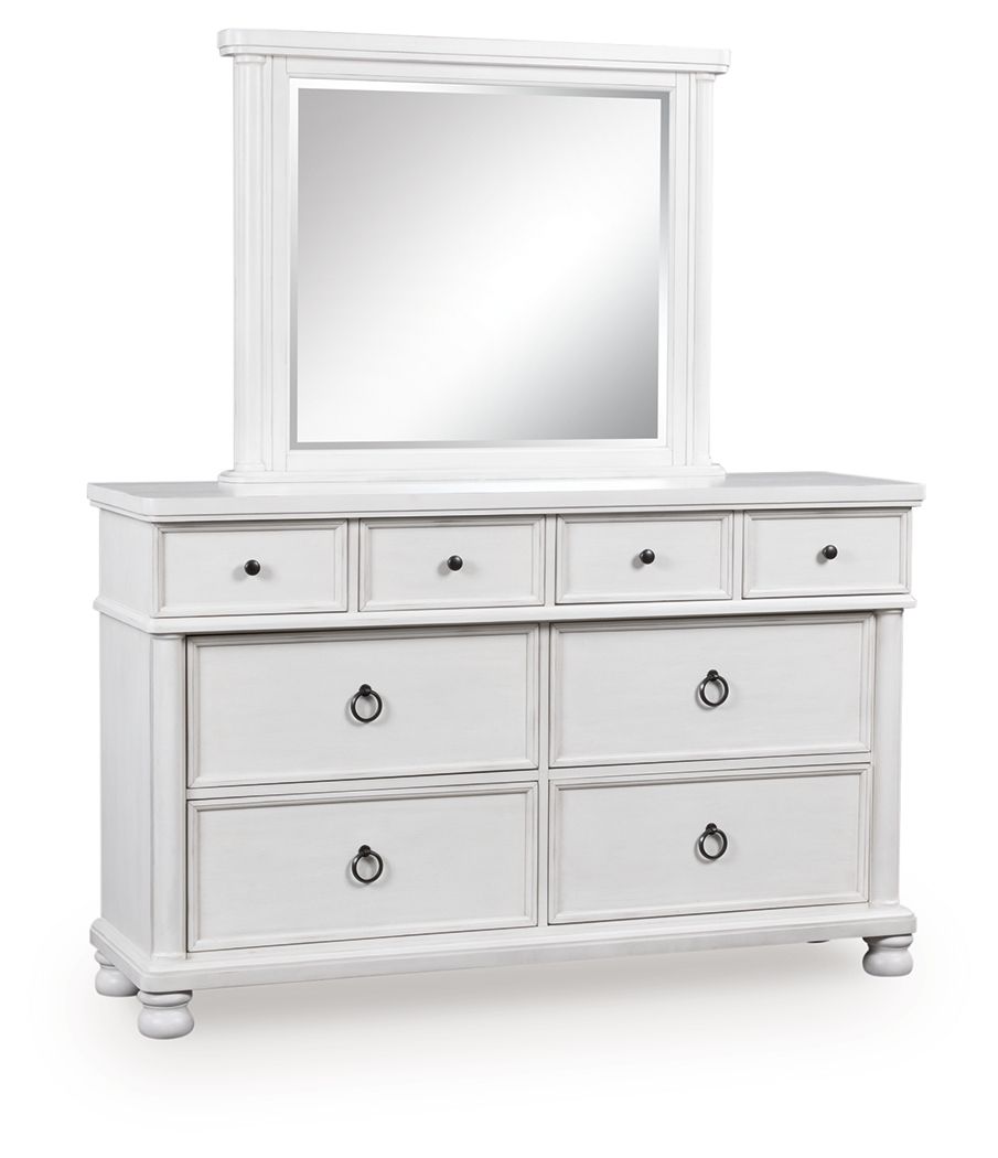 Rowlenstown Antique White Dresser & Mirror